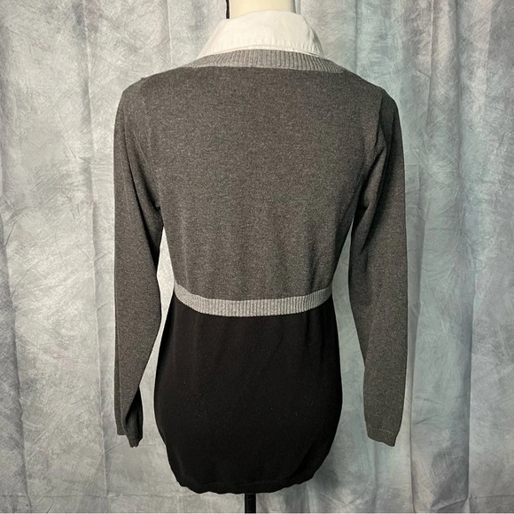 Motherhood Maternity Grey, Black and White Faux Layered Sweater - size Medium - Picture 4 of 9